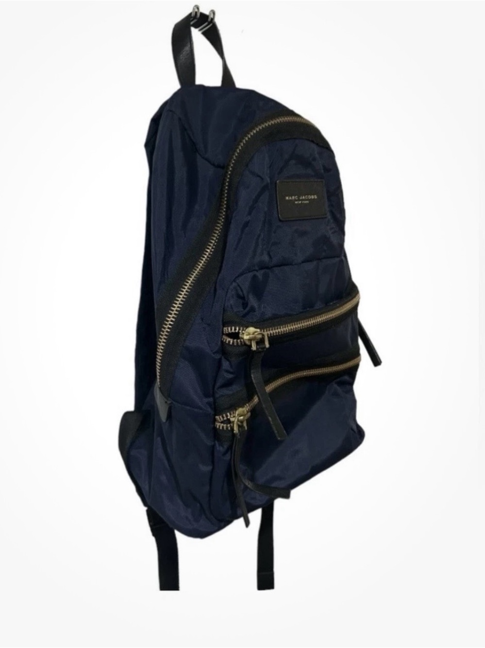 Marc Jacobs Navy Nylon Backpack with Gold Hardware Accents - Picture 2 of 5